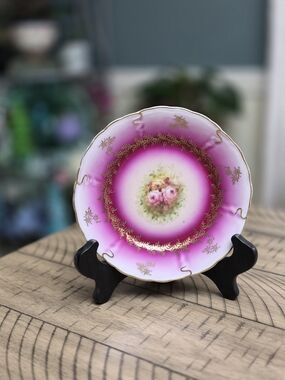 iris Pink and Gold Floral Decorative Plate
